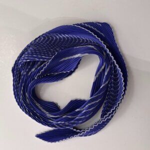 Hermès Vintage Méditerranée Plissé Scarf 90 Royal Blue/White Stripe Silk Pleated